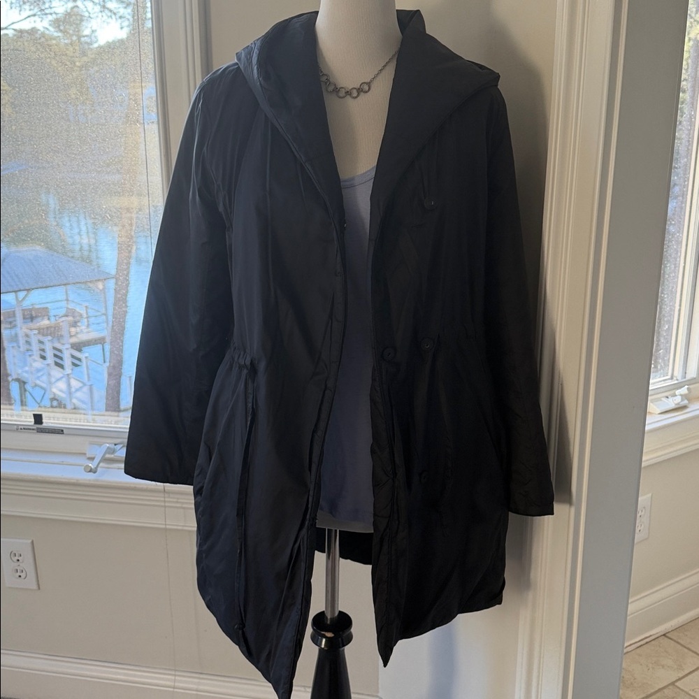 Eileen Fisher Hooded Black Winter Anorak, S/P, VGUC - Picture 12 of 12